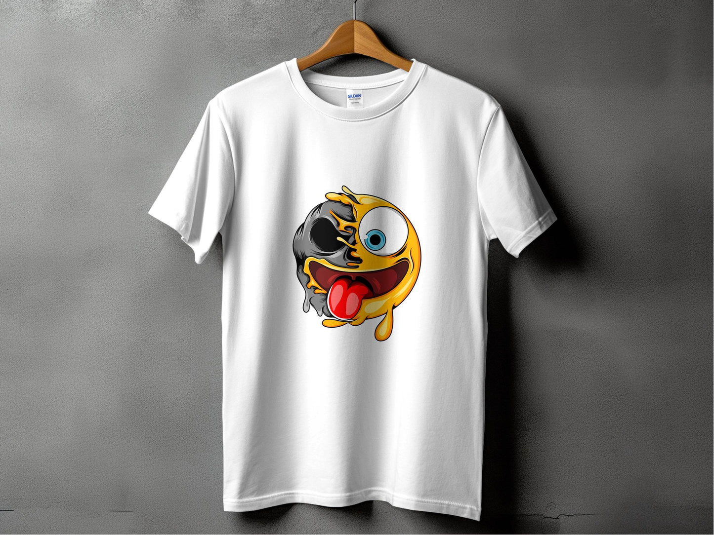 Skull And Emoji Face Combination Funky Design T-Shirt - Design & Vybe