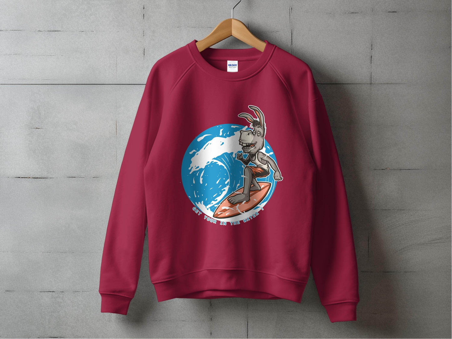 Donkey Surfing Adventure Graphic Print Sweater - Design & Vybe