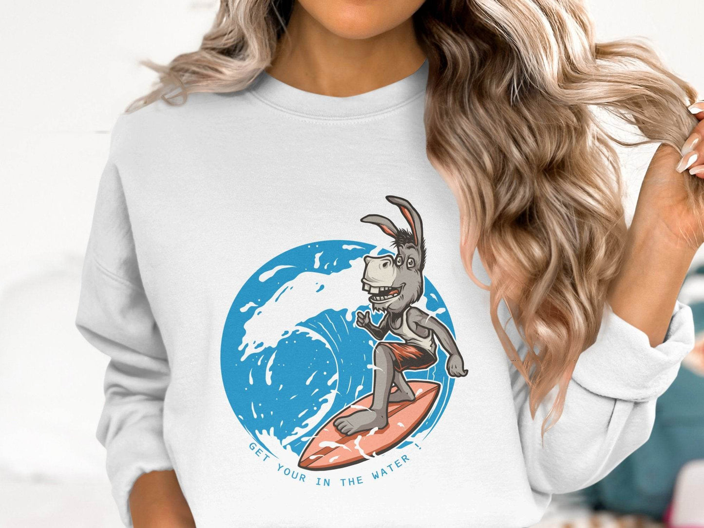Donkey Surfing Adventure Graphic Print Sweater - Design & Vybe