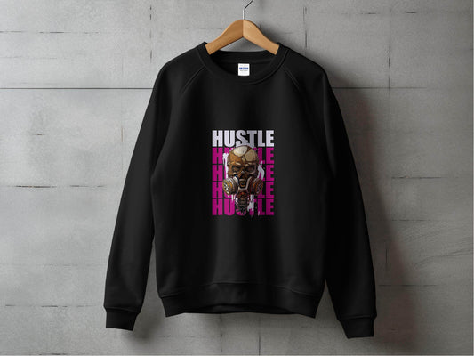 Hustle Skull With Gas Mask Graphic Design Sweater - Design & Vybe