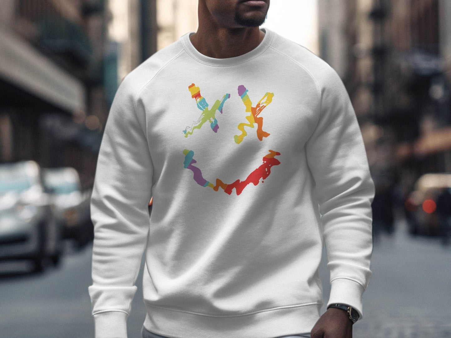 Unique Abstract Dead Smile Colorful Graphic Design Artwork Sweater - Design & Vybe