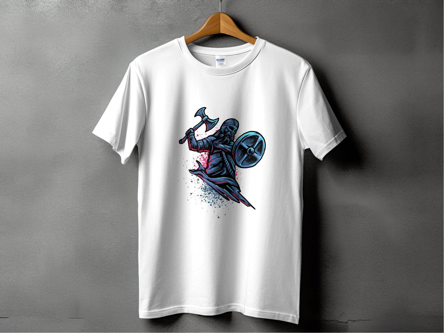 Viking Warrior with Axe and Shield in Battle T-Shirt - Design & Vybe