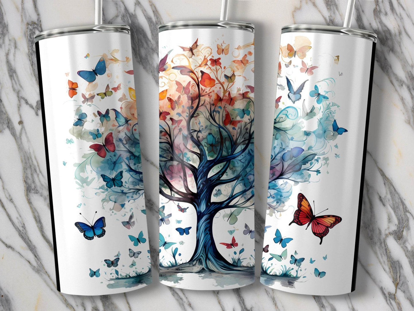 Butterfly Tree Artistic Floral Design Beautiful Art Tumbler - Design & Vybe
