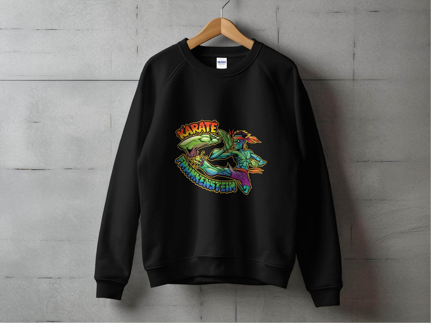 Karate Frankenstein Zombie Monster Funny Halloween Sweater - Design & Vybe