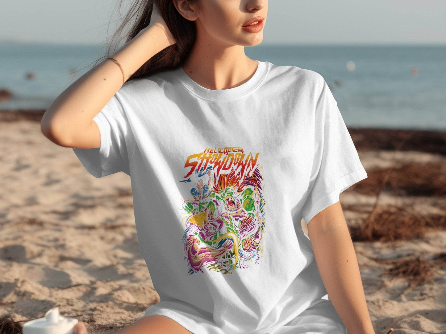Helicopter Showdown Illustration Graphic Print Style T-Shirt - Design & Vybe