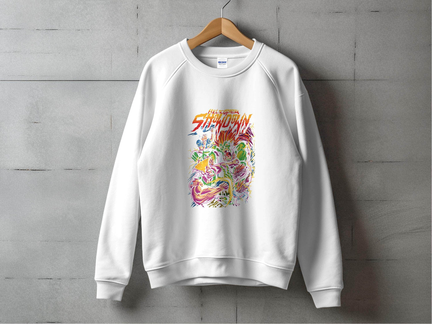 Helicopter Showdown Illustration Graphic Print Style Sweater - Design & Vybe