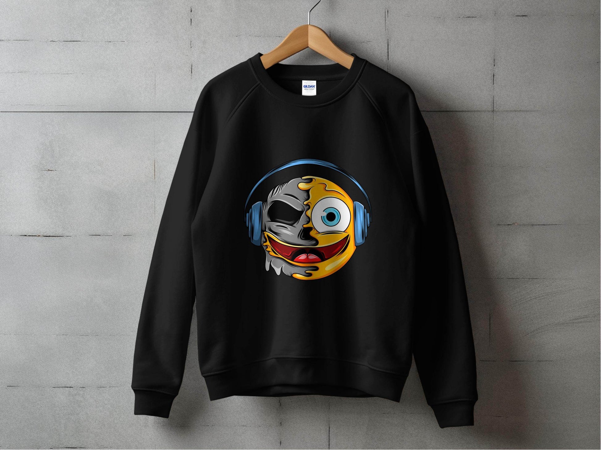 Bold Expression Headphones Smiley Graphic Sweater - Design & Vybe