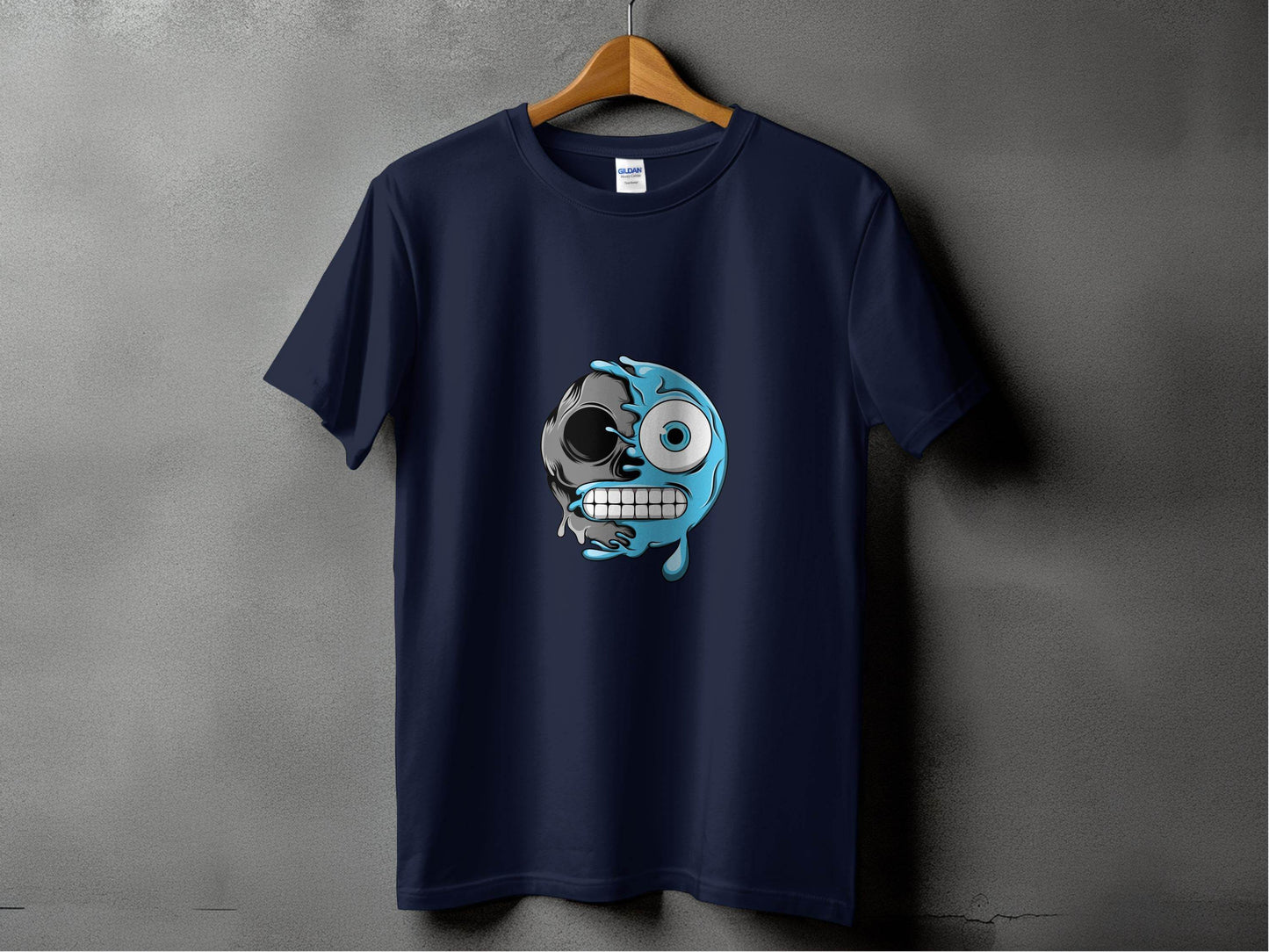 Half Skull Half Water Graphic Design Printed T-Shirt - Design & Vybe