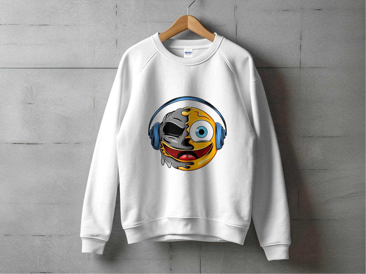 Bold Expression Headphones Smiley Graphic Sweater - Design & Vybe