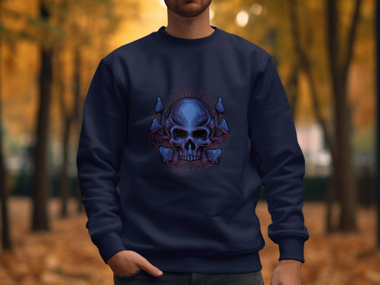Skull and Mushroom Design Graphic Sweater - Design & Vybe