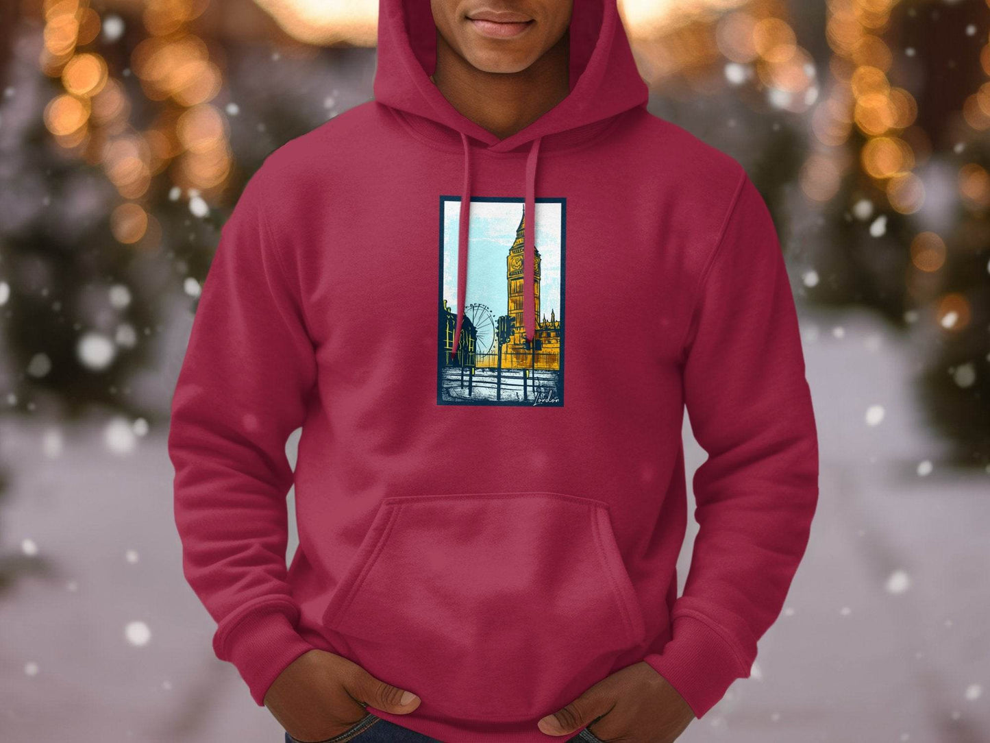 Iconic Big Ben and London Eye Graphic Hoodie - Design & Vybe