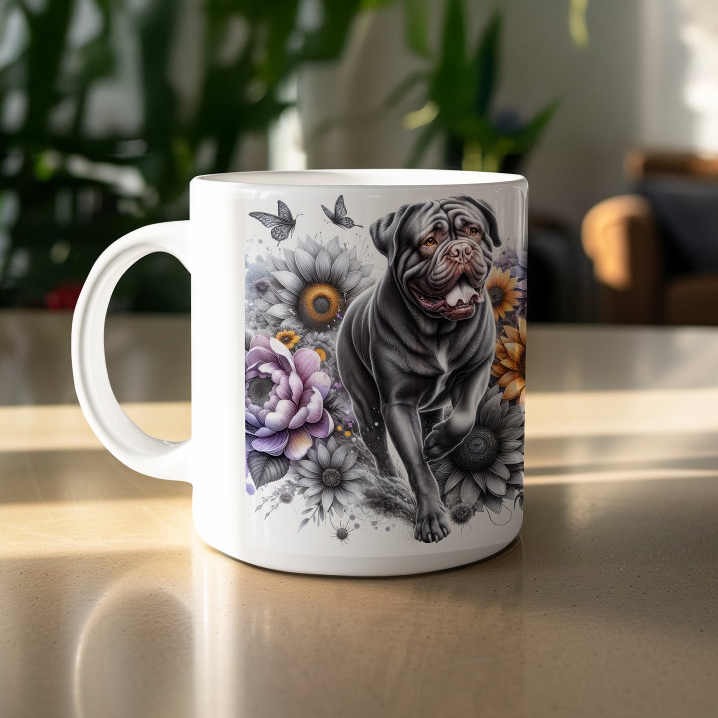 Colorful Bulldog with Floral Design Mug product type