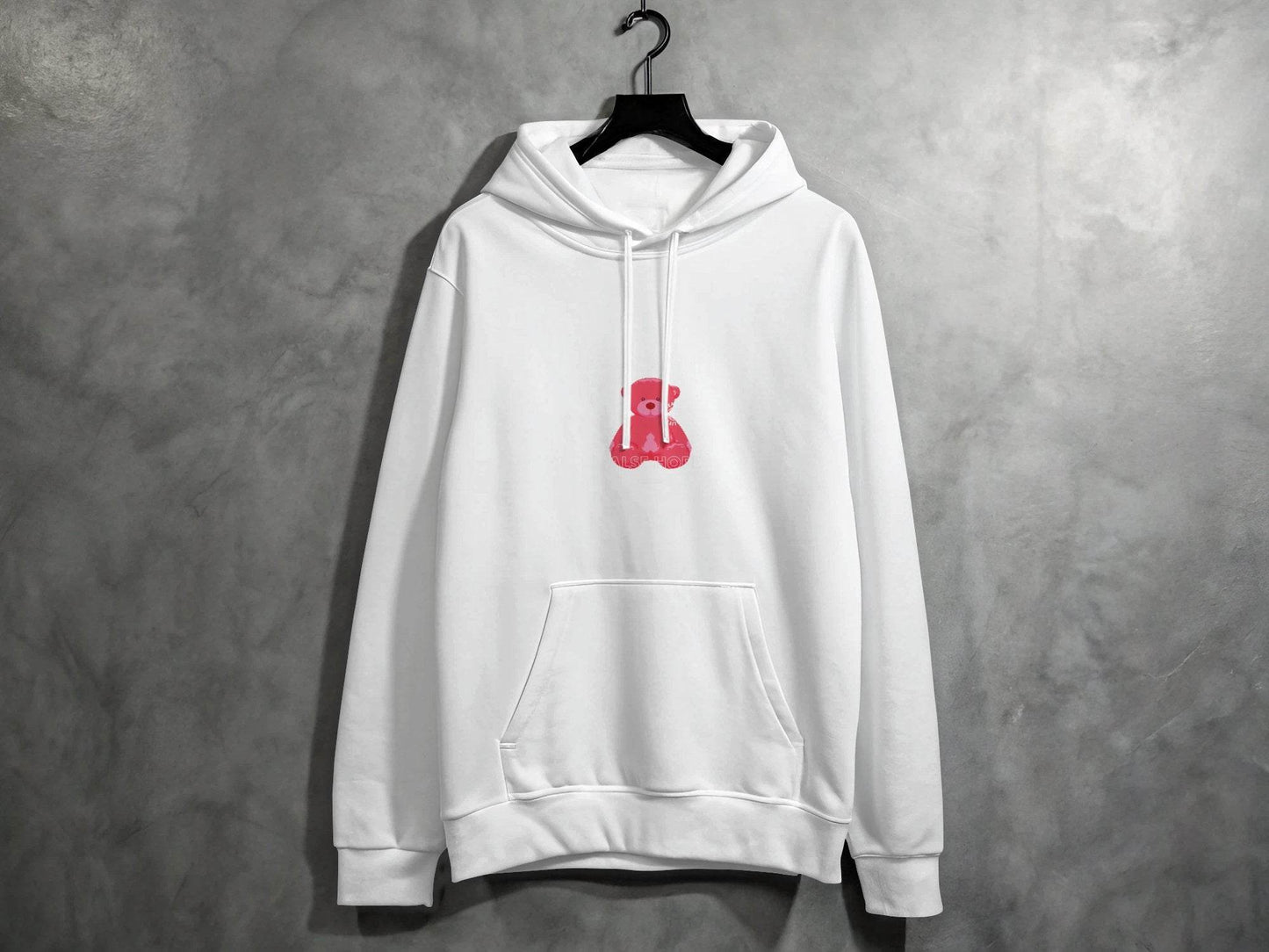 False Hope with Pink Bear Print Graphic Hoodie - Design & Vybe