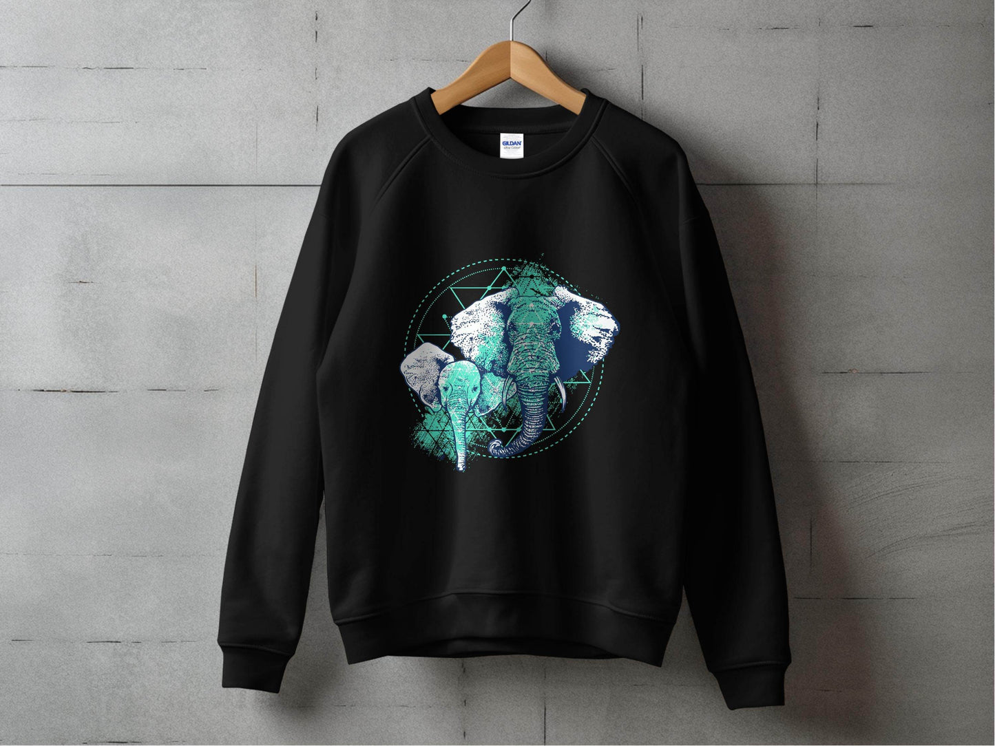 Stunning Elephant Graphic Blue Nature Design Sweater - Design & Vybe