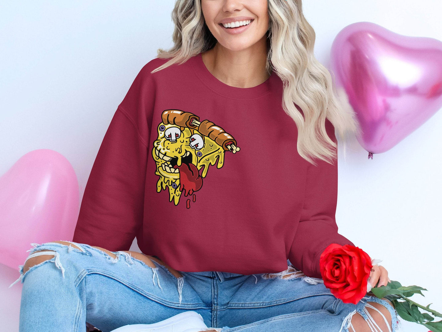 Monstrous Melting Pizza Slice Graphic Design Sweater - Design & Vybe