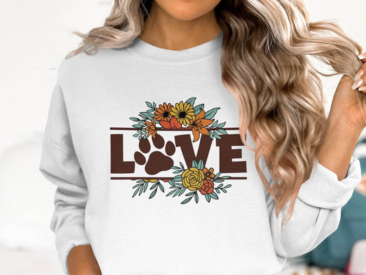 Floral Love Paw Print Design Graphic Flower Design Sweater - Design & Vybe