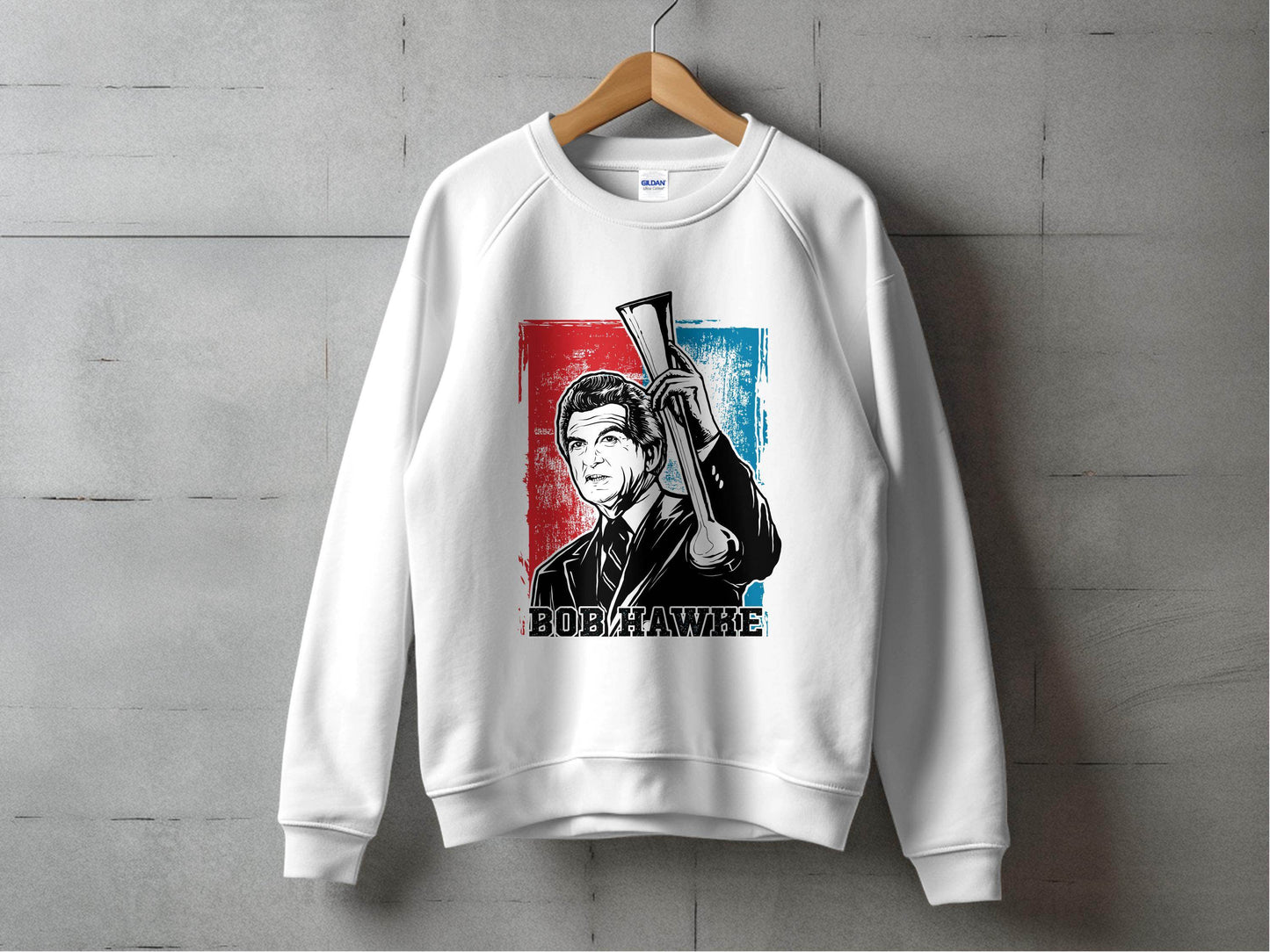 Iconic Bob Hawke Illustration Graphic Print Sweater - Design & Vybe
