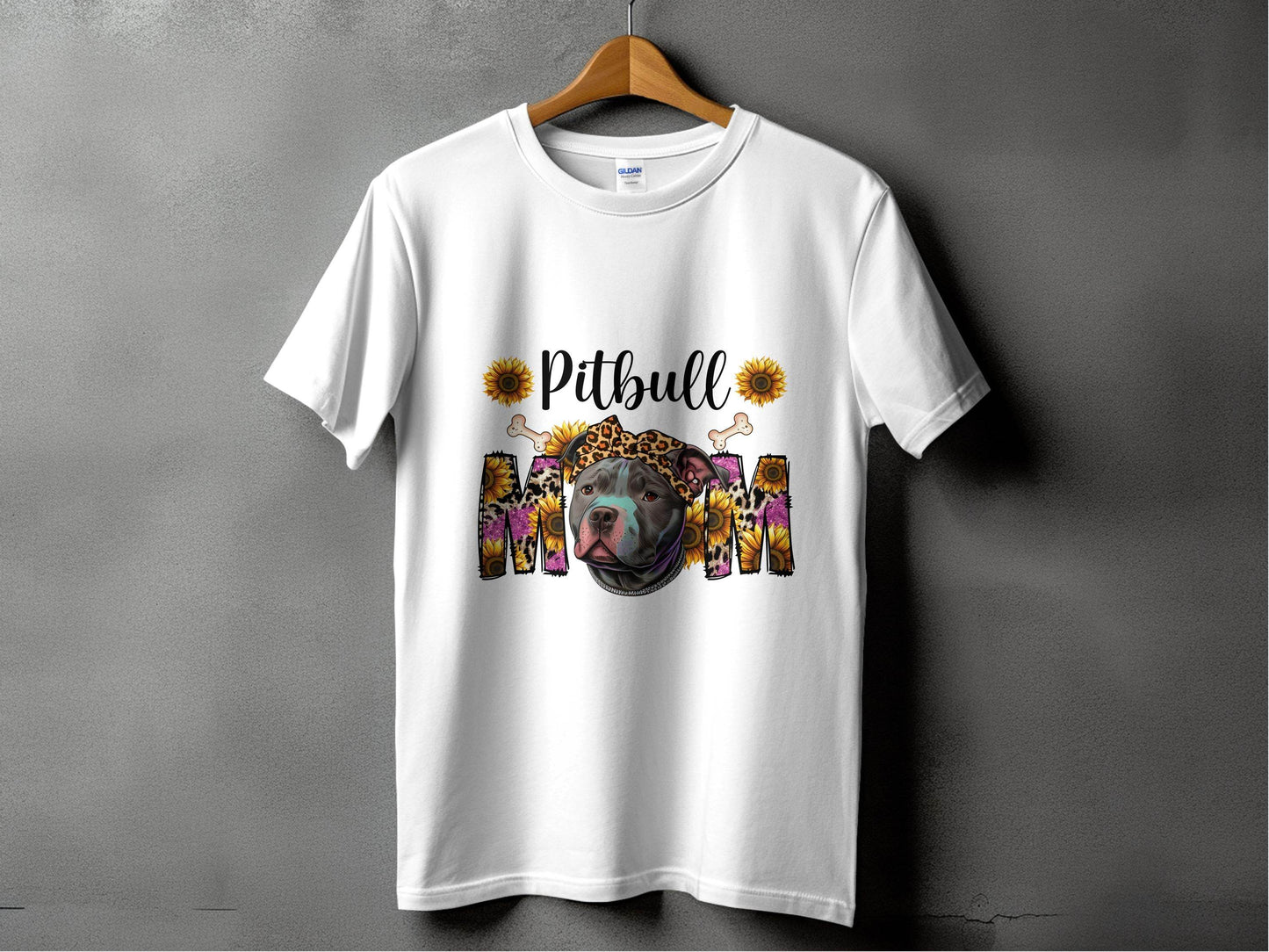 Pitbull Mom With Sunflowers And Bandana Mothers Day T-Shirt - Design & Vybe