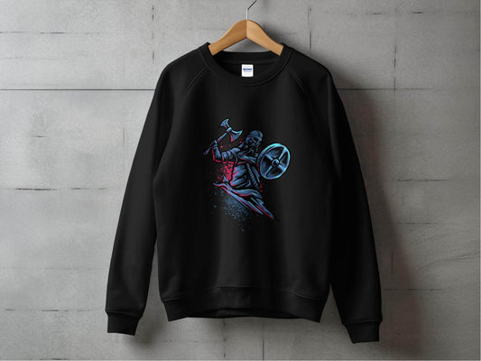 Viking Warrior with Axe and Shield in Battle Sweater - Design & Vybe