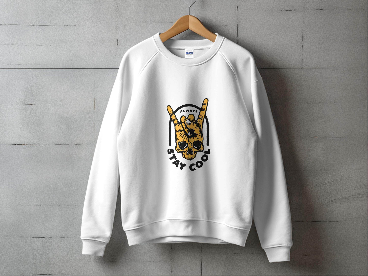 Always Stay Cool Skull Hand Gesture Illustration Sweater - Design & Vybe