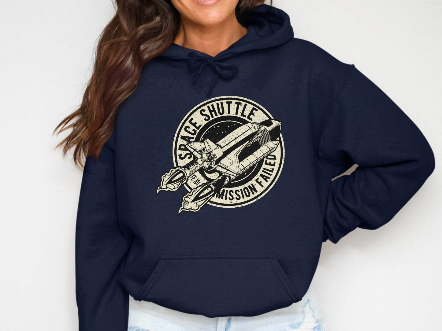 Space Shuttle Mission Failed Graphic Print Hoodie - Design & Vybe