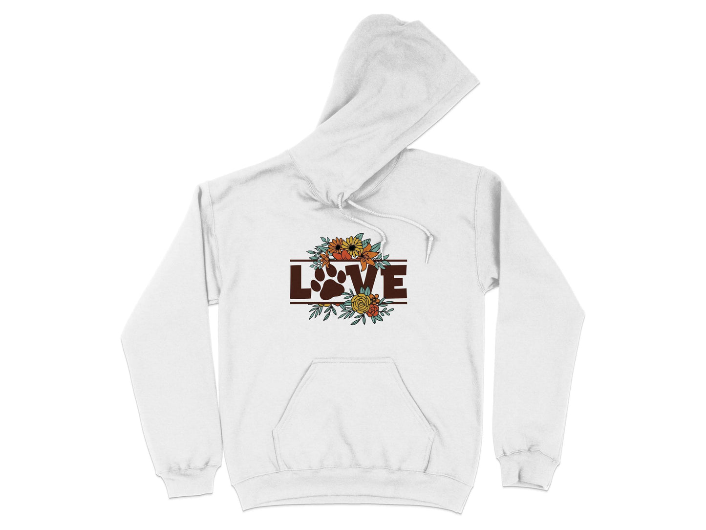 Floral Love Paw Print Design Graphic Flower Design Hoodie - Design & Vybe
