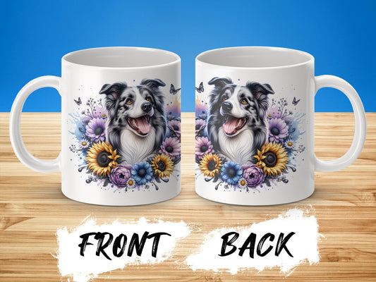 Adorable Dog Surrounded By Colorful Flowers Coffee Mug