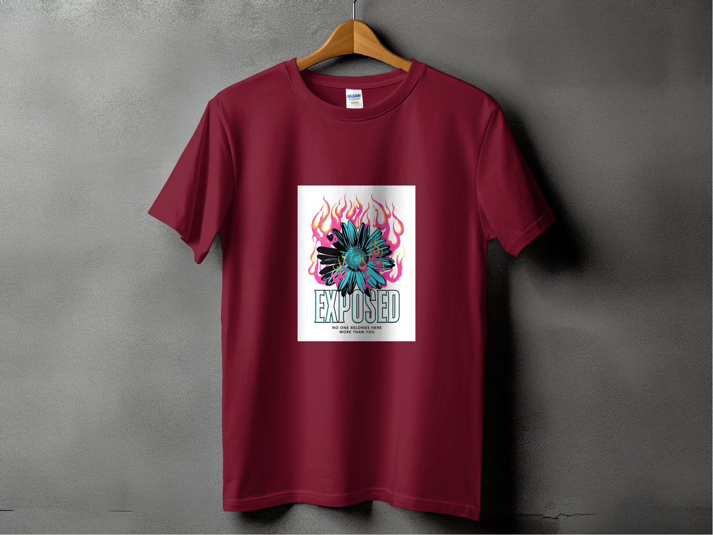 Exposed Flower With Pink Flames Graphic T-Shirt - Design & Vybe