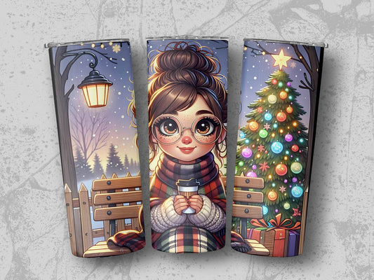 Cozy Girl Christmas Scene Digital Art Design Tumbler - Design & Vybe