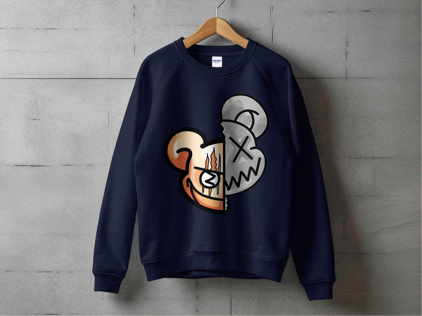 Unique Graphic Half Bear Design Trendy Casual Sweater - Design & Vybe