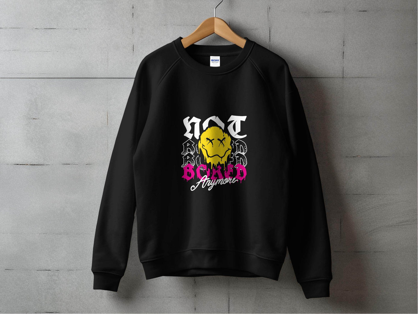 Melting Face Smiley Bored Expression Graphic Sweater - Design & Vybe