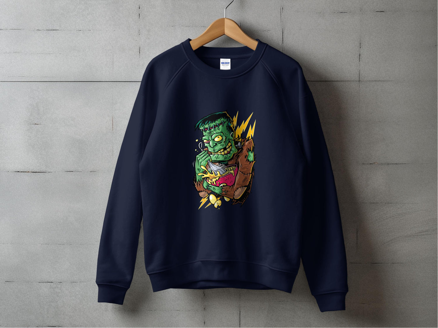 Frankenstein Eating Burger Graphic Sweatshirt product type