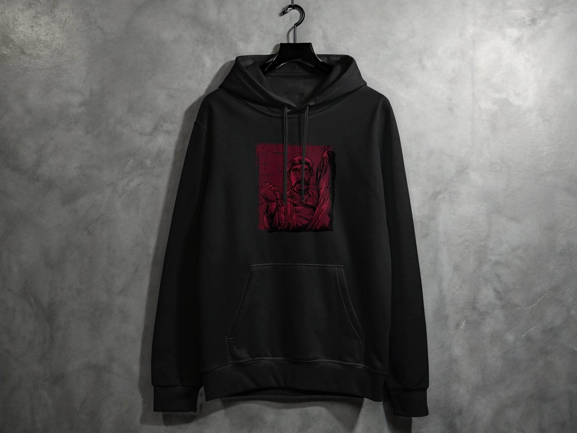 Vintage Butcher with Intense Gaze Graphic Hoodie - Design & Vybe