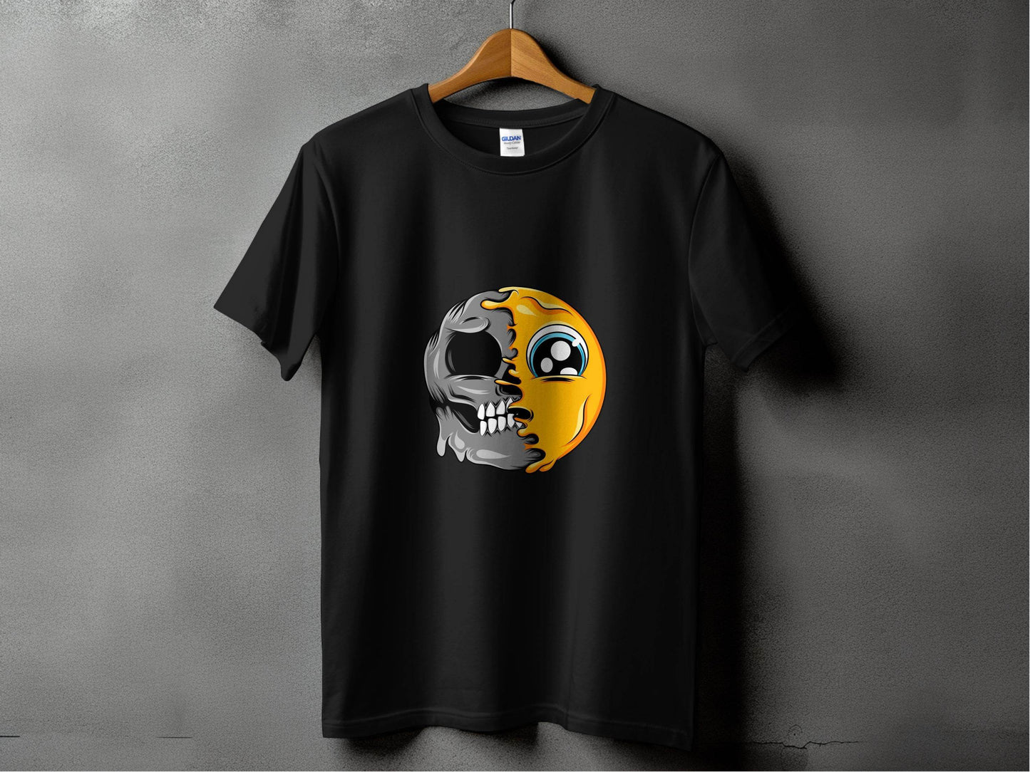 Emoji Meets Skull Fusion Unique Graphic Print T-Shirt - Design & Vybe