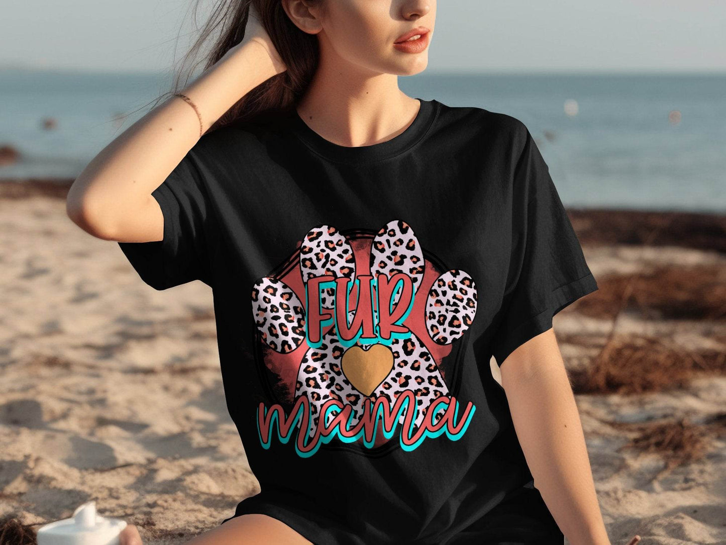 Fur Mama With Leopard Pattern Paw Print Graphic T-Shirt - Design & Vybe