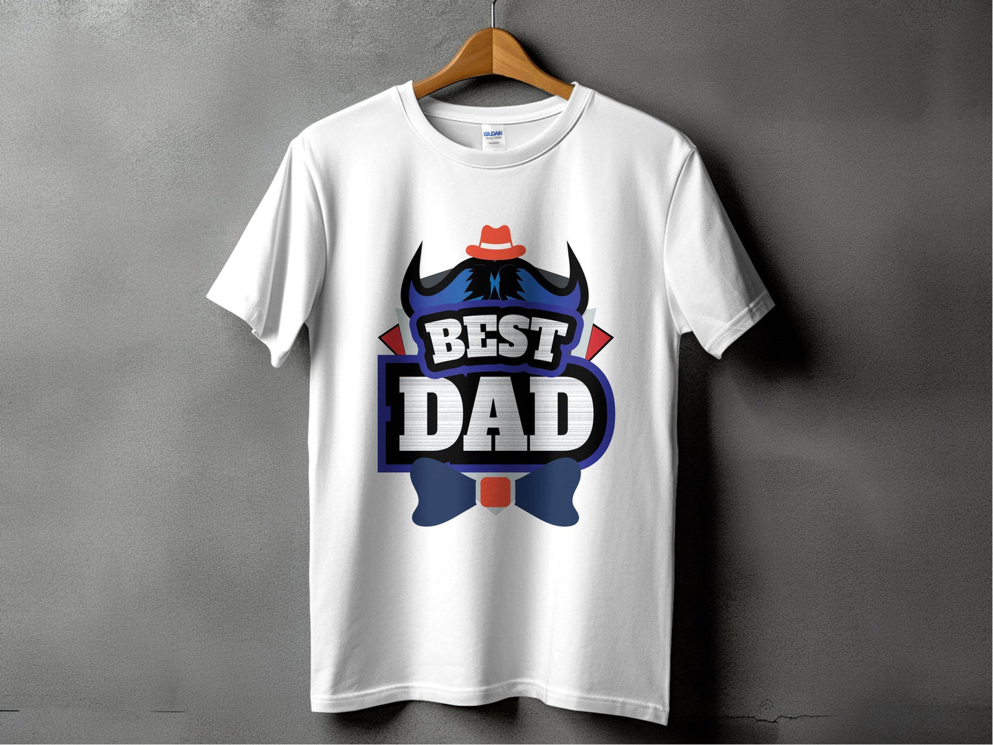 Hat & Mustache Style Best Dad Graphic Design T-Shirt - Design & Vybe