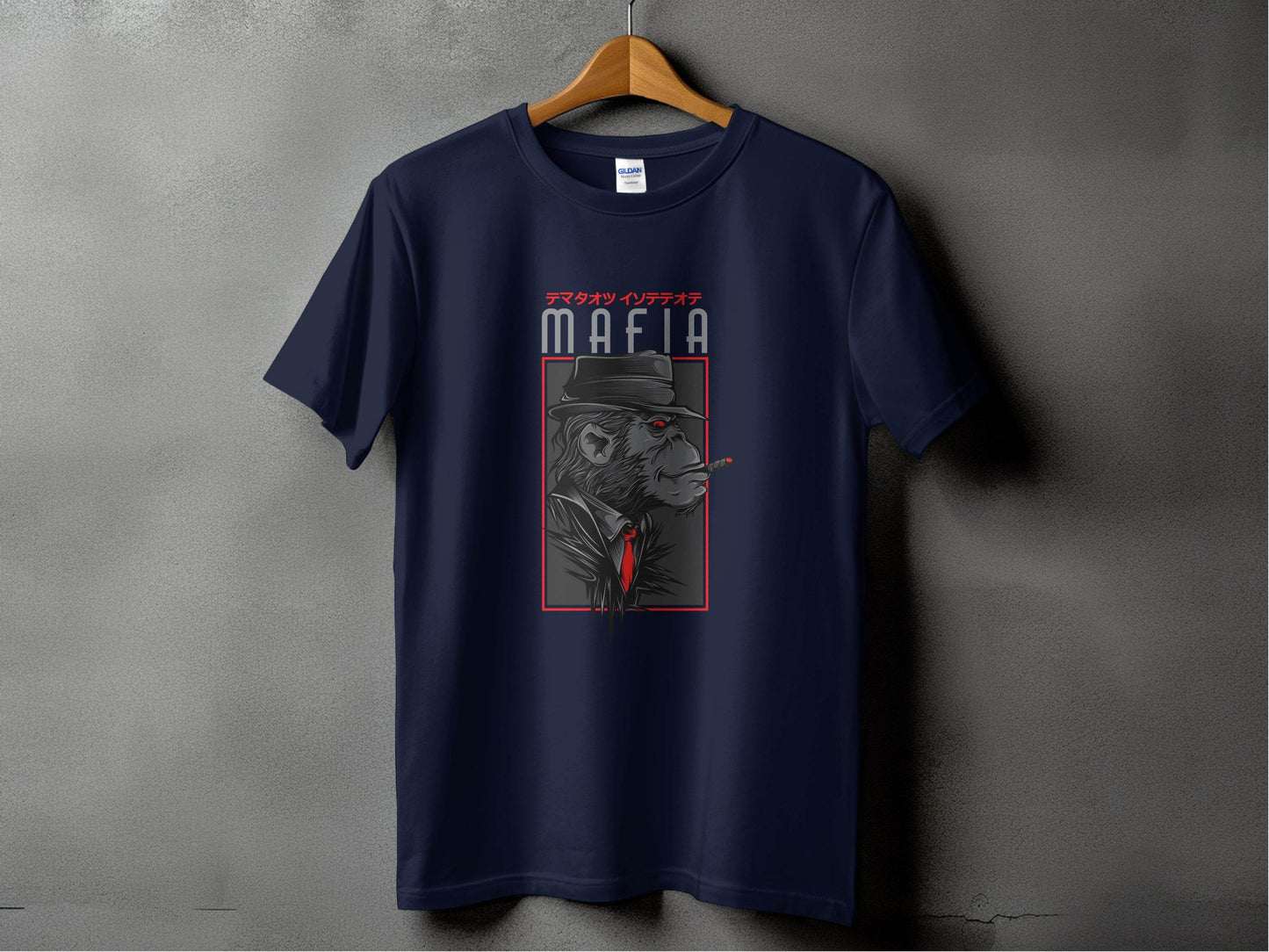 Gorilla Mafia with a Hat and Red Tie Graphic T-Shirt - Design & Vybe