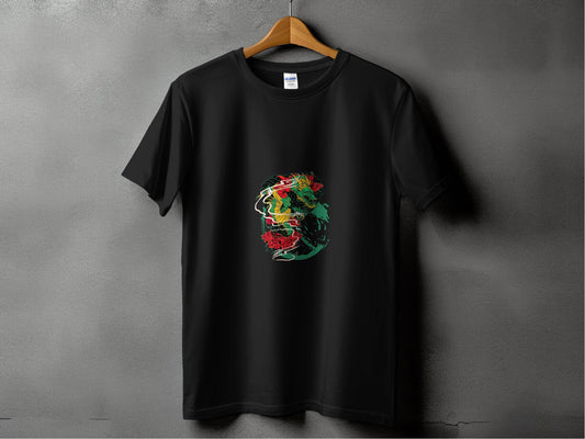 Dragon Tattoo Design with Flower Illustration Graphic T-Shirt - Design & Vybe