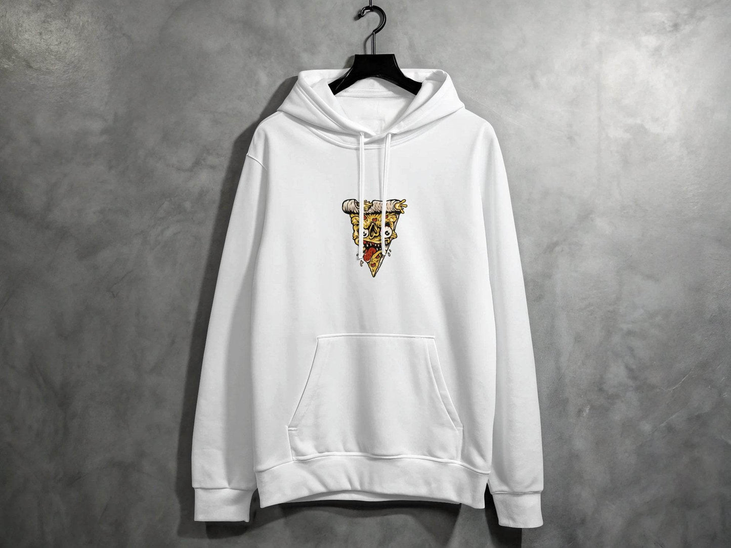 Creepy Pizza Slice with Evil Face Graphic Print Hoodie - Design & Vybe