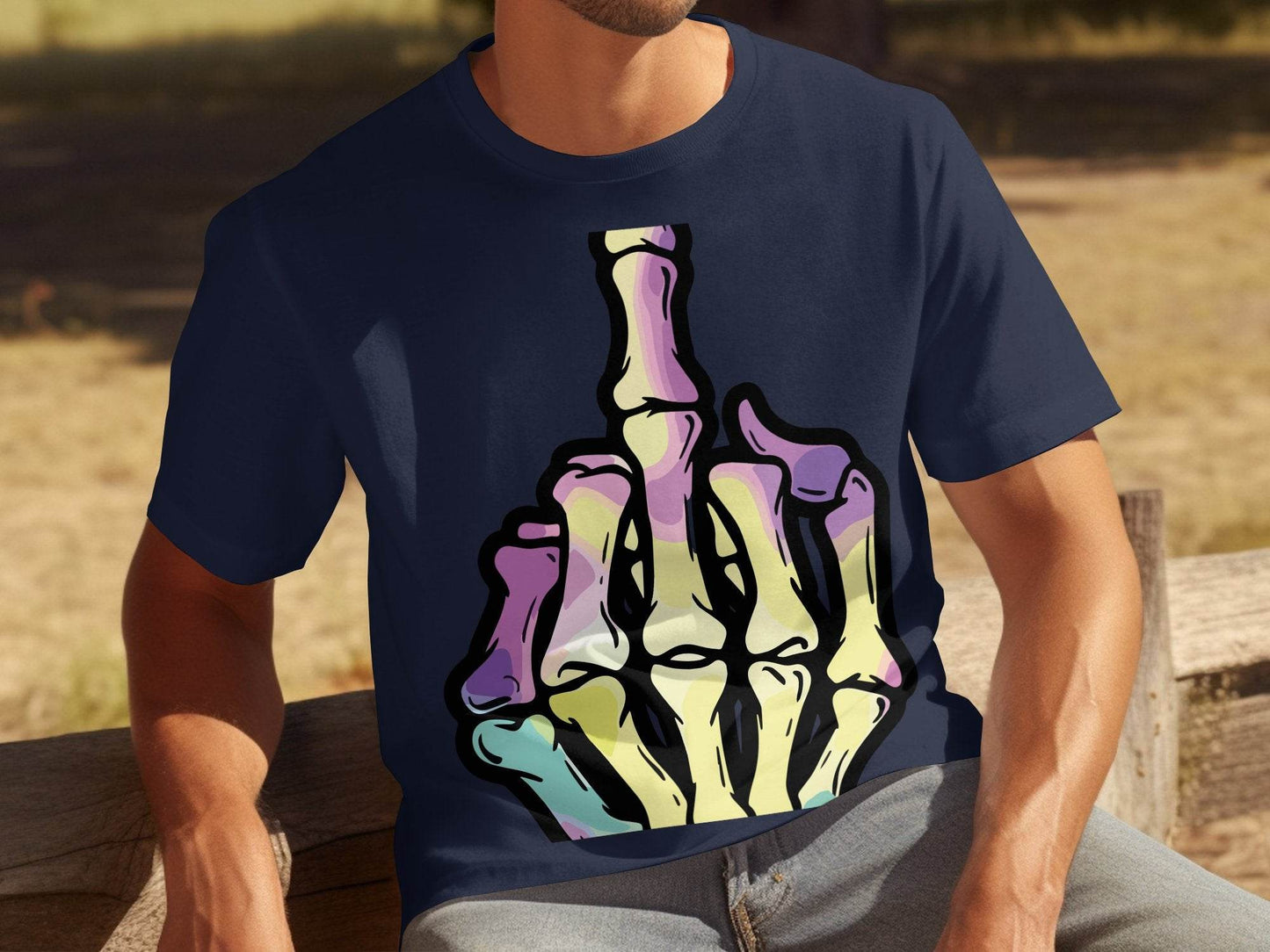 Colorful Skeleton Hand Gesture Graphic T-Shirt - Design & Vybe