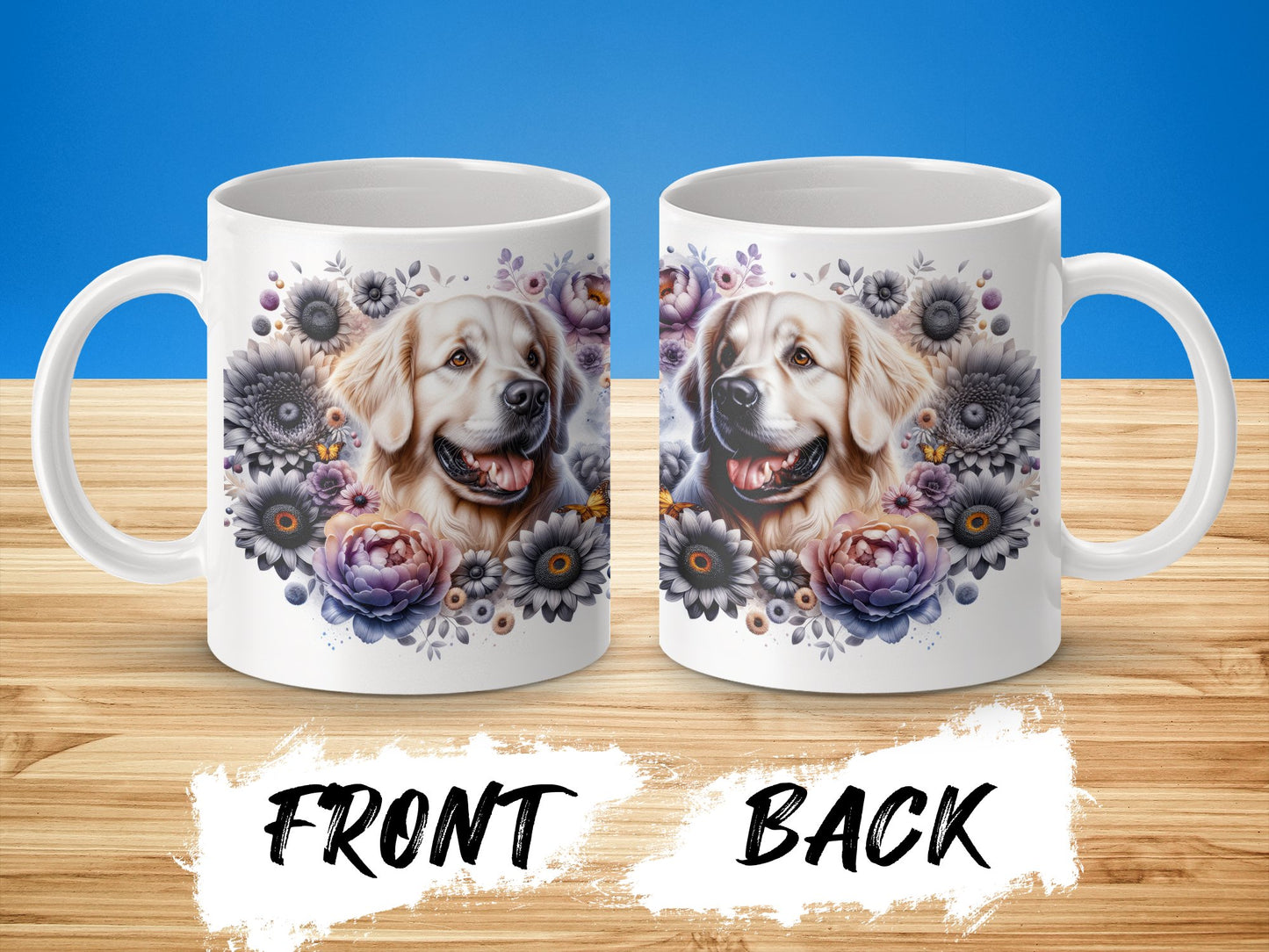 Golden Retriever Flower Print Coffee Mug product
