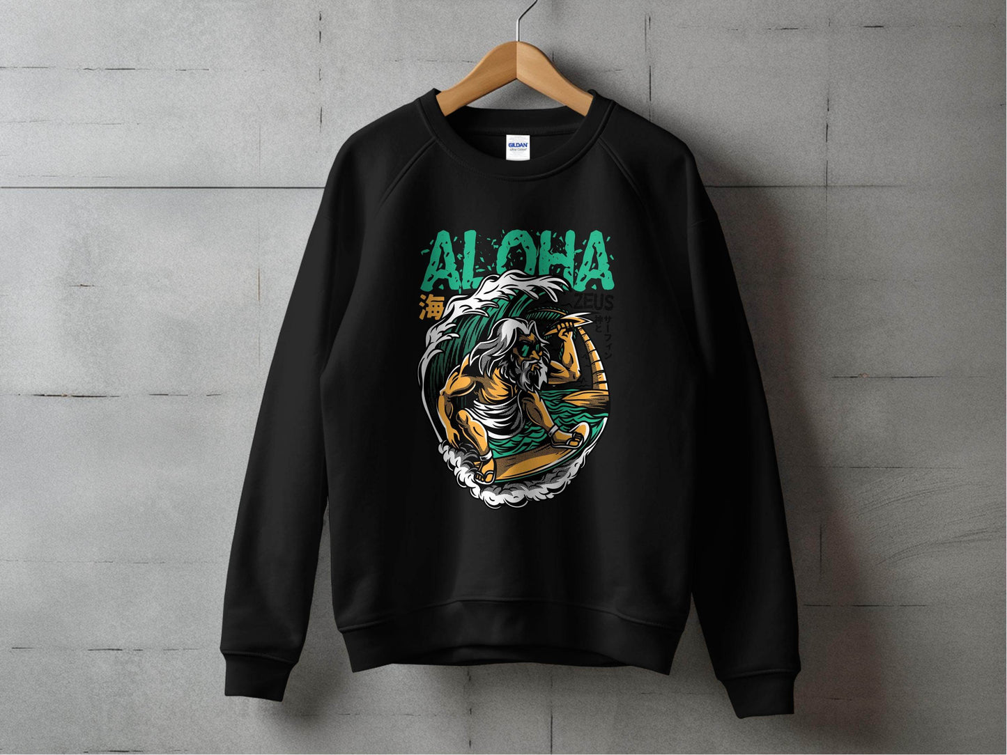 Aloha Zeus God Surf Design Graphic Artistic Sweater - Design & Vybe