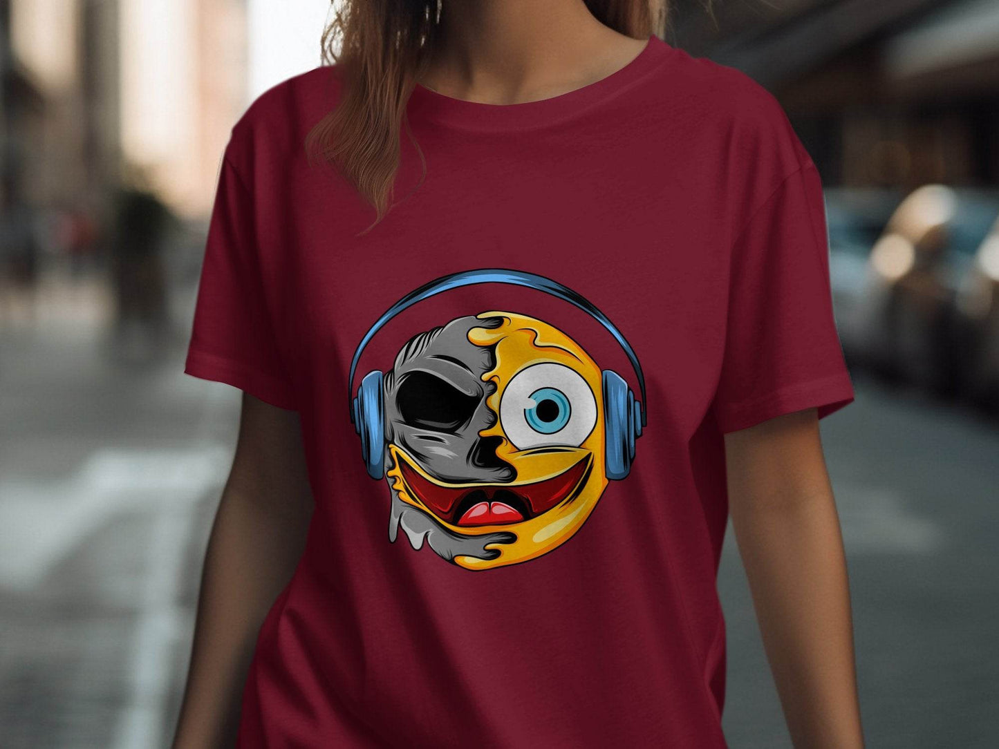 Bold Expression Headphones Smiley Graphic T-Shirt - Design & Vybe