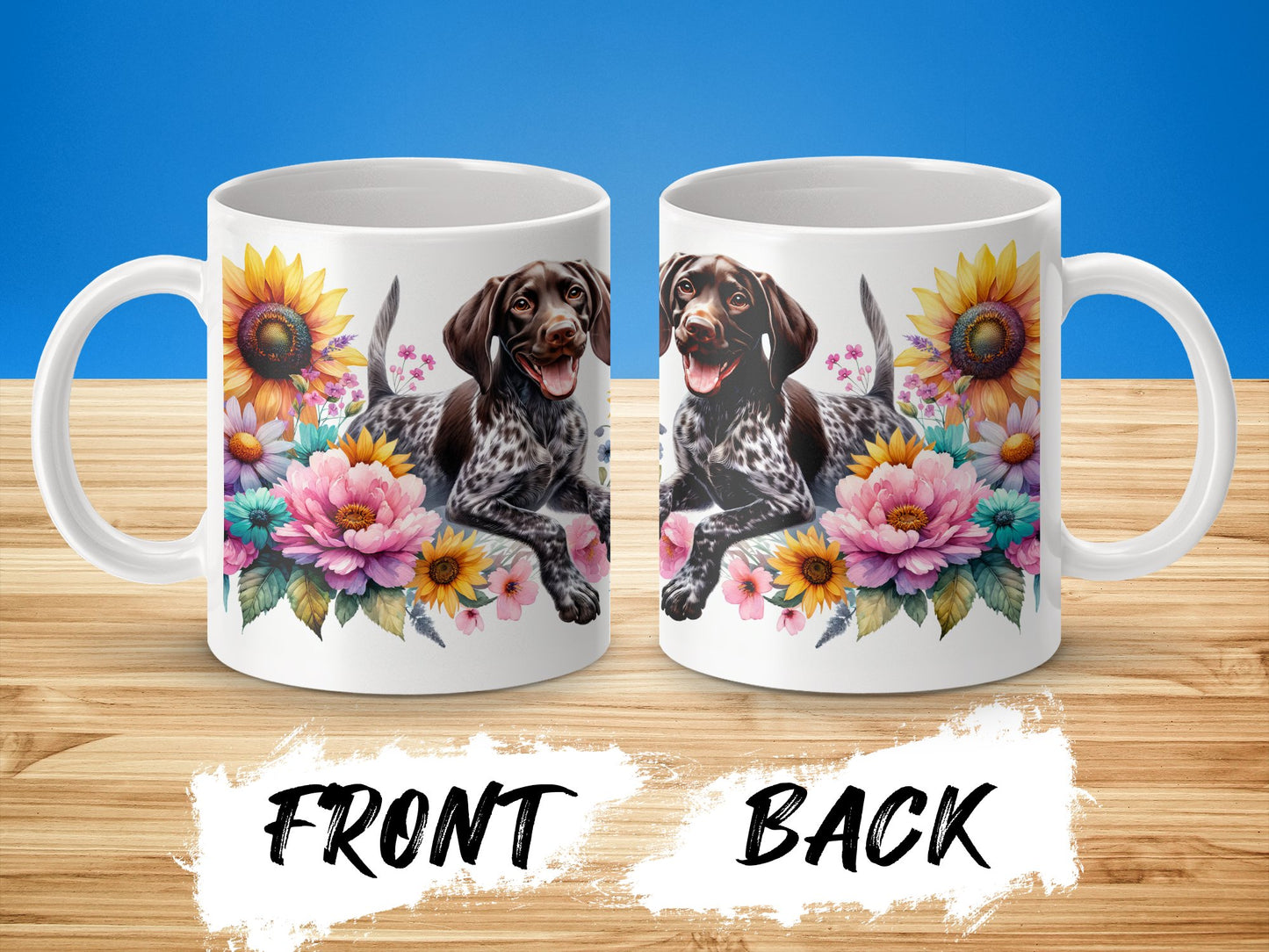Colorful Sunflower Floral Dog Print Coffee Mug product