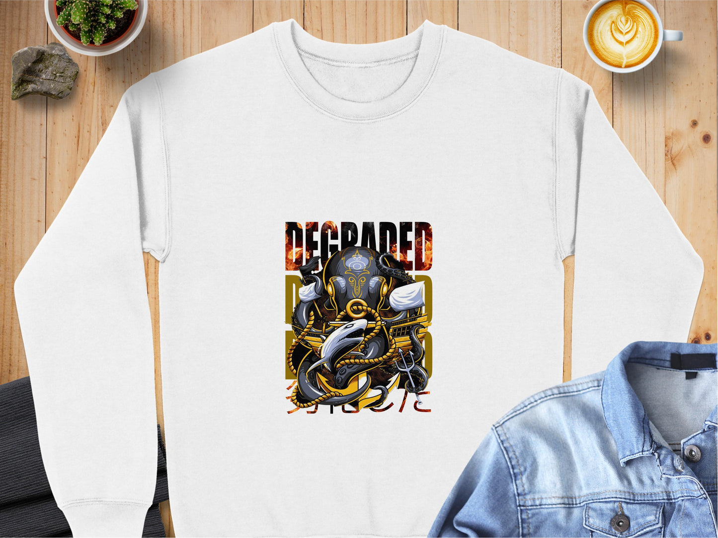 Retro Degraded Robot Graphic Sweatshirt product type