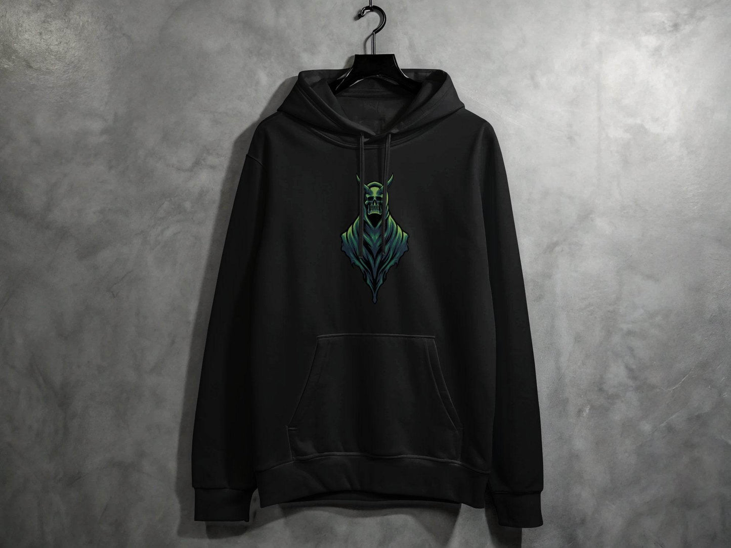 Gothic Hooded Skull Artwork Graphic Hoodie - Design & Vybe