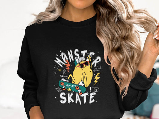 Fun Skateboarding Graphic Monster Cool Sweater - Design & Vybe