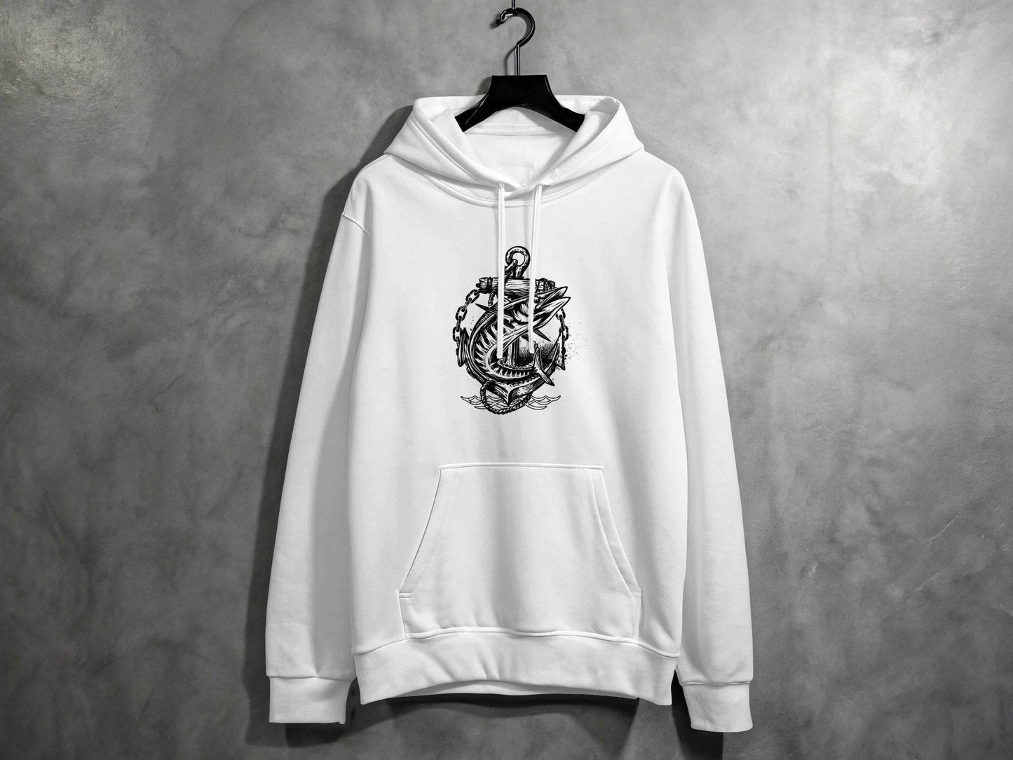 Nautical Anchor Design With Marlin Graphic Hoodie - Design & Vybe