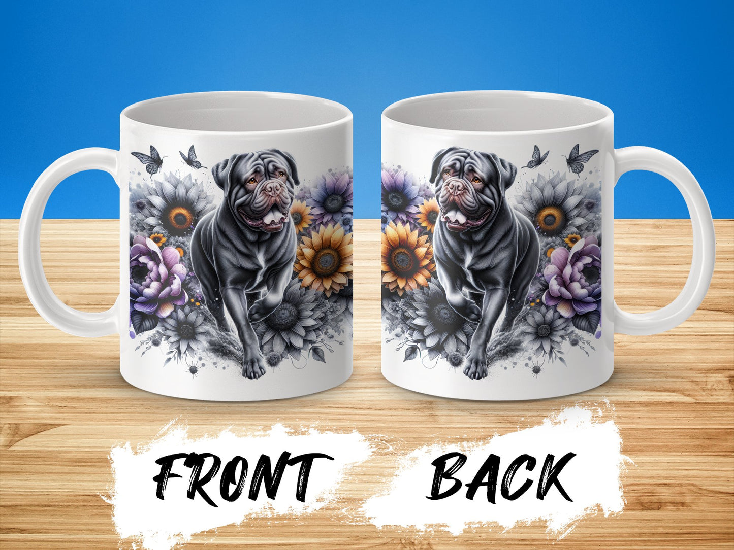 Colorful Floral Mastiff Dog Artwork Coffee Mug product