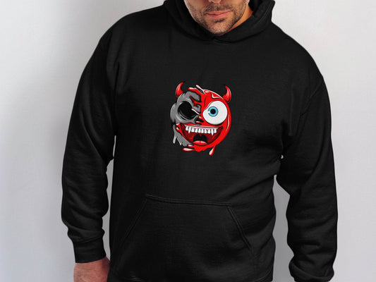Half Skull Half Devil Smiling Face Design Art Hoodie - Design & Vybe